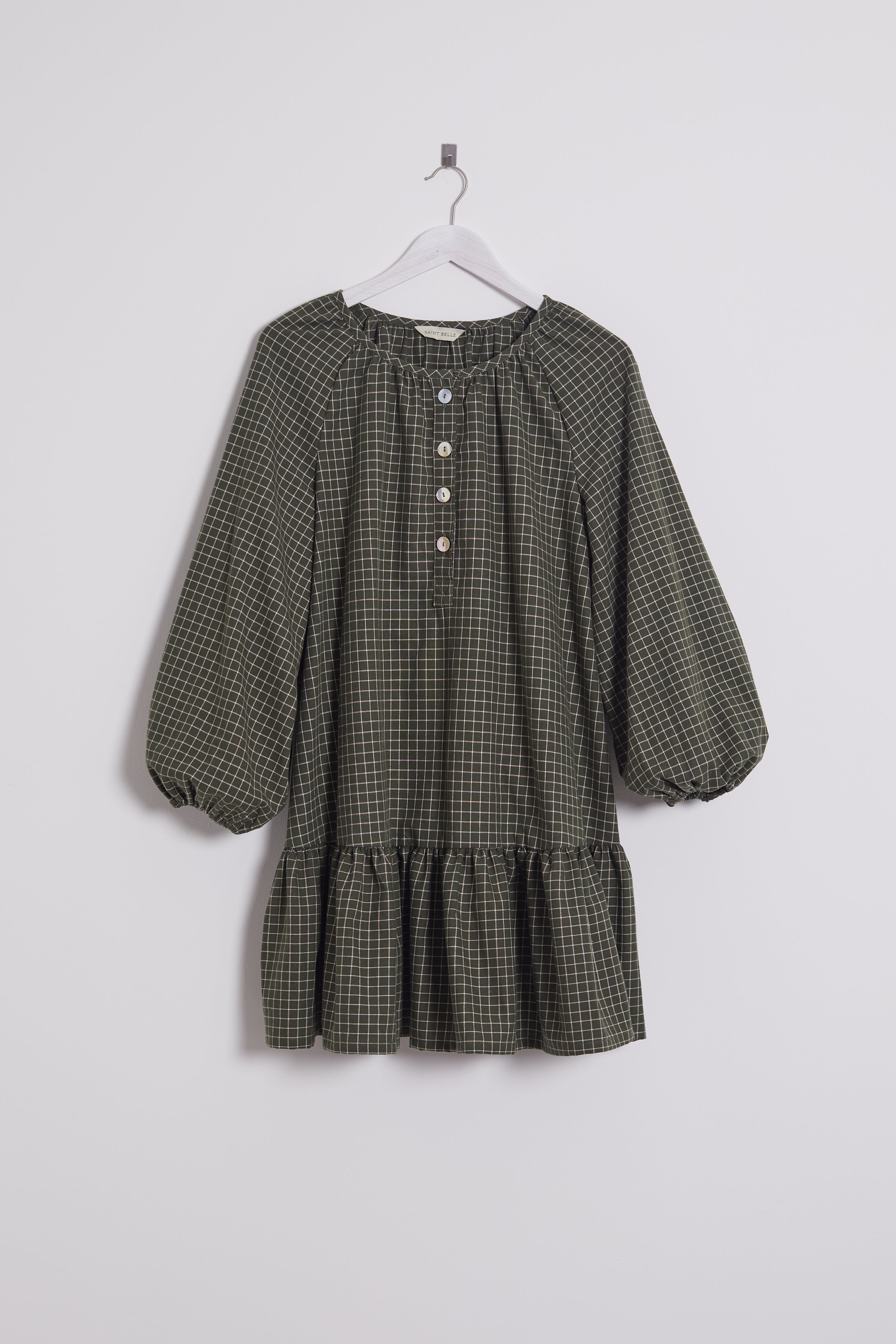 Noe Check Organic Cotton Smock Mini Dress
